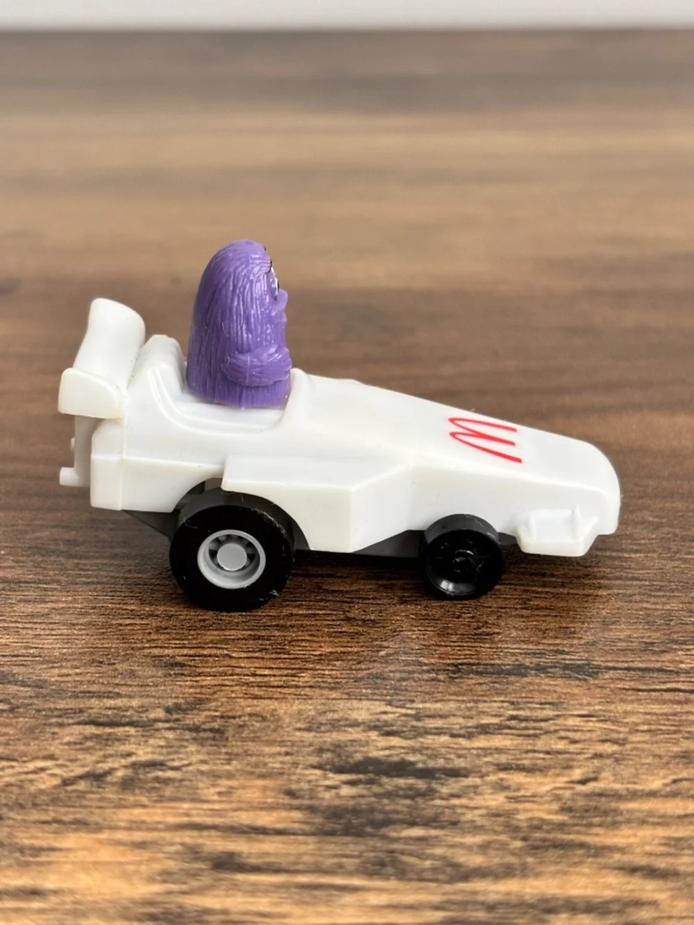VINTAGE McDonalds Happy Meal Toy Grimace White Race Car Pull Back Turbomac 1988